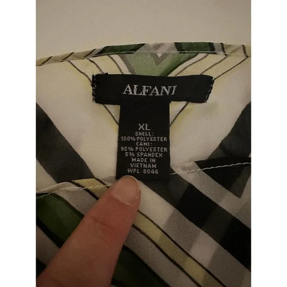 Women Alfani XL abstract floral green sheer cami 2-layered kimono sleeve - Picture 2 of 10